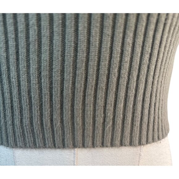 2/$30 ZARA Sage Green Small Ribbed Knit Short Sleeve Sweater Top Fitted Stretch - Picture 8 of 12